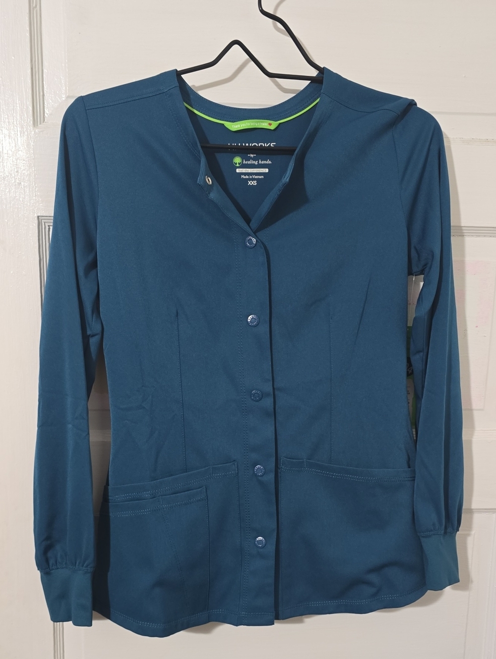 Healing Hands Women's Teal Snap-Front Medical Scrub Jacket